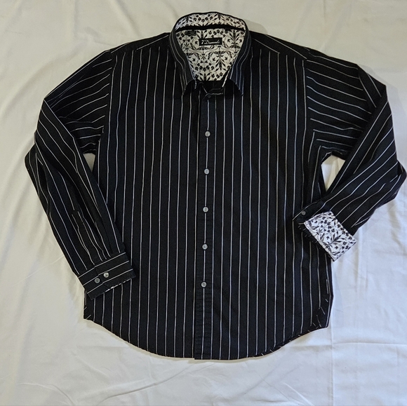 Men's 7 Diamond's Long Sleeve Collared Stripe Shirt - Picture 1 of 4